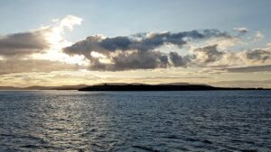 approaching orkney by sea scotland